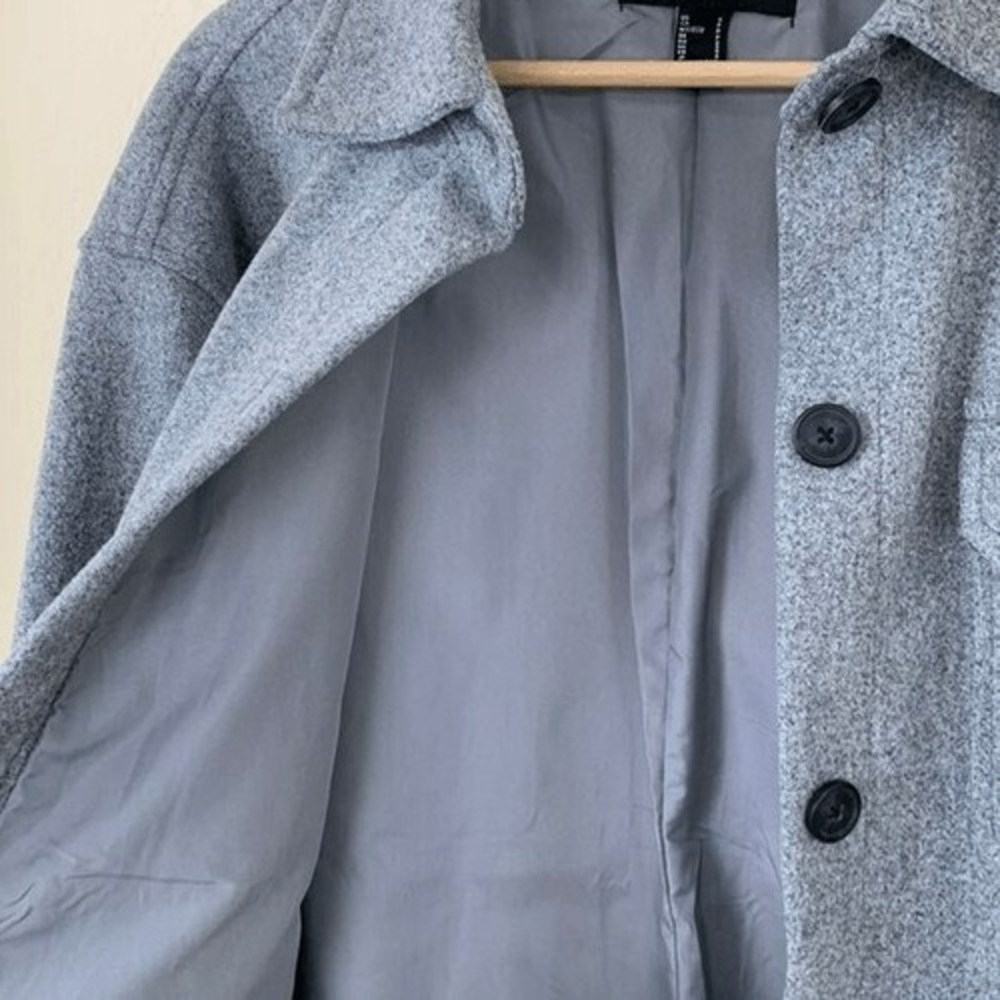 Gray Flannel Shacket Forever 21 Button Oversized … - image 3